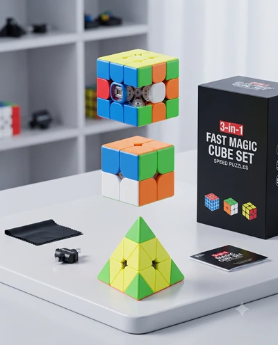 3-in-1 Fast Magic Cube Set
