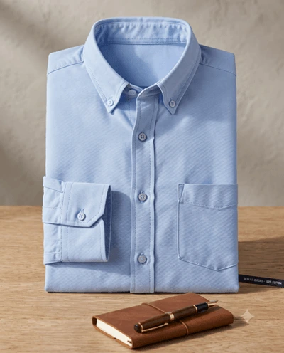 Men's Casual Cotton Shirt - Slim Fit Oxford
